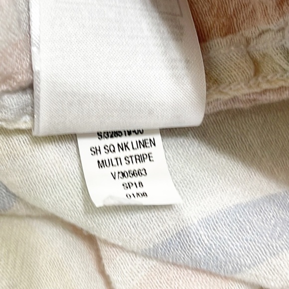 Gap Woman LINEN Multi Stripe Blouse Raglan Sleeve sTop Size L - Picture 11 of 14